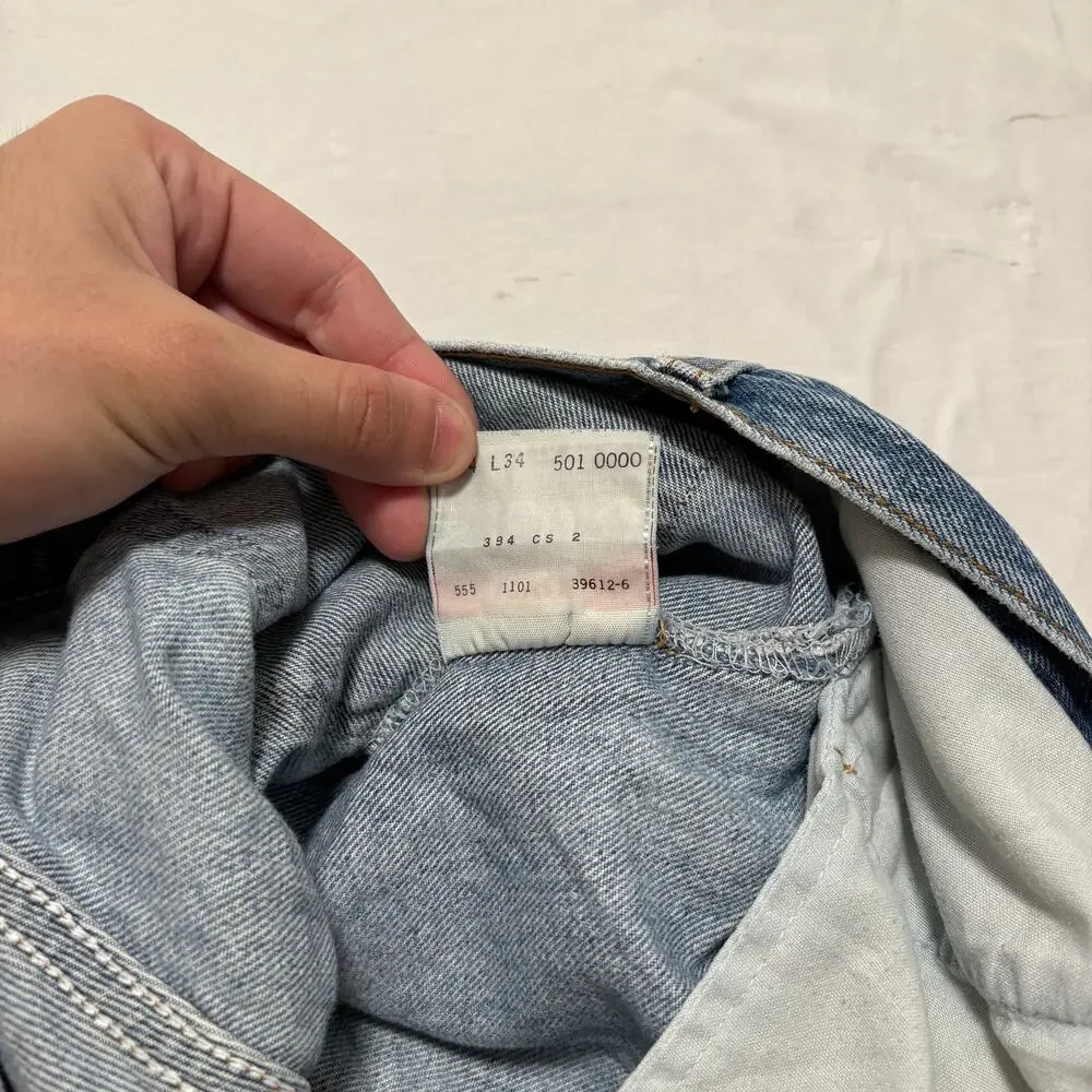 VTG 90's Levi's 501xx Distressed Faded Straight Leg Light Blue Jeans USA 30x30 - Picture 8 of 8